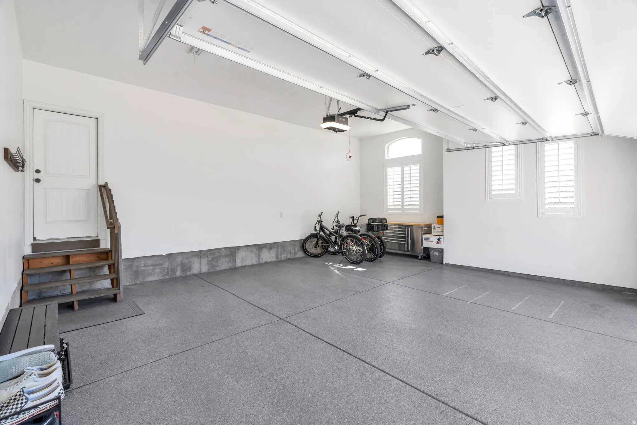View of 2 car garage