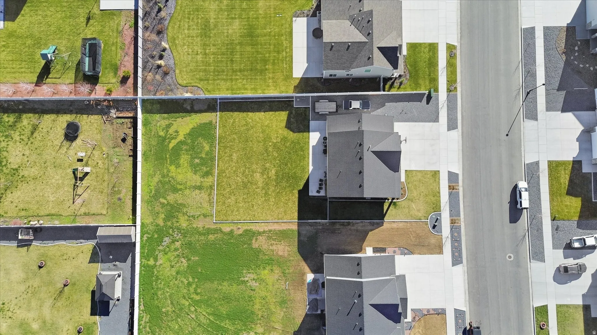 Aerial perspective of suburban area