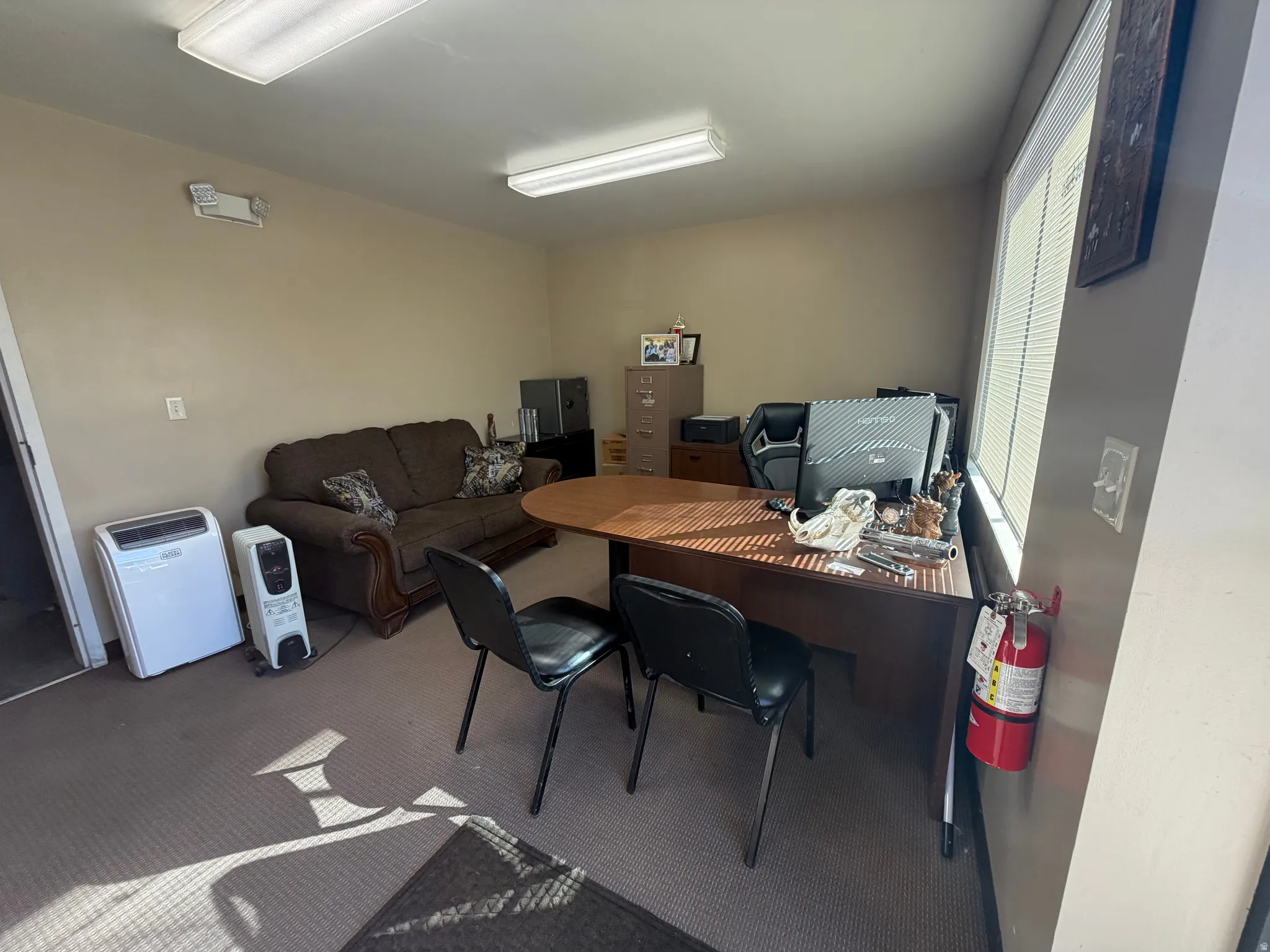 Office space with carpet floors