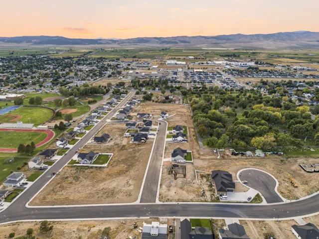 Developing neighborhood with new construction homes and paved streets