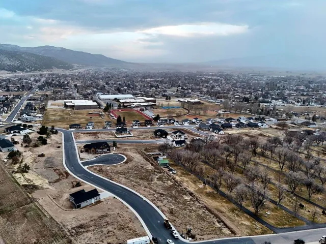 Aerial view of a mountain backdrop