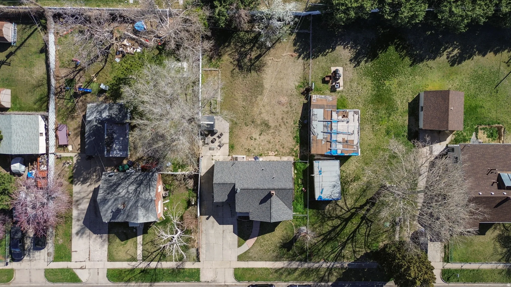 Aerial perspective of suburban area