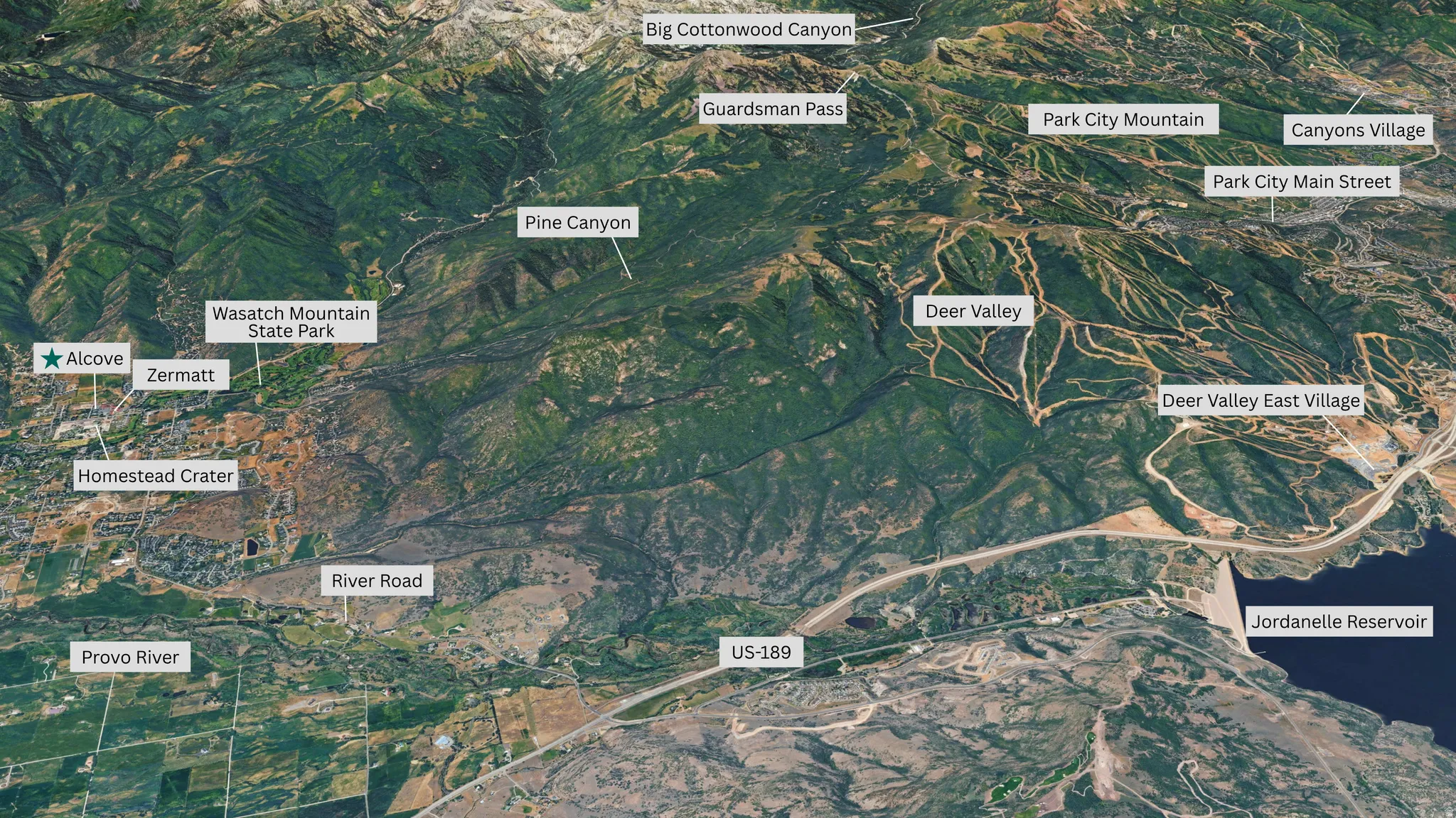 Aerial view of property's location