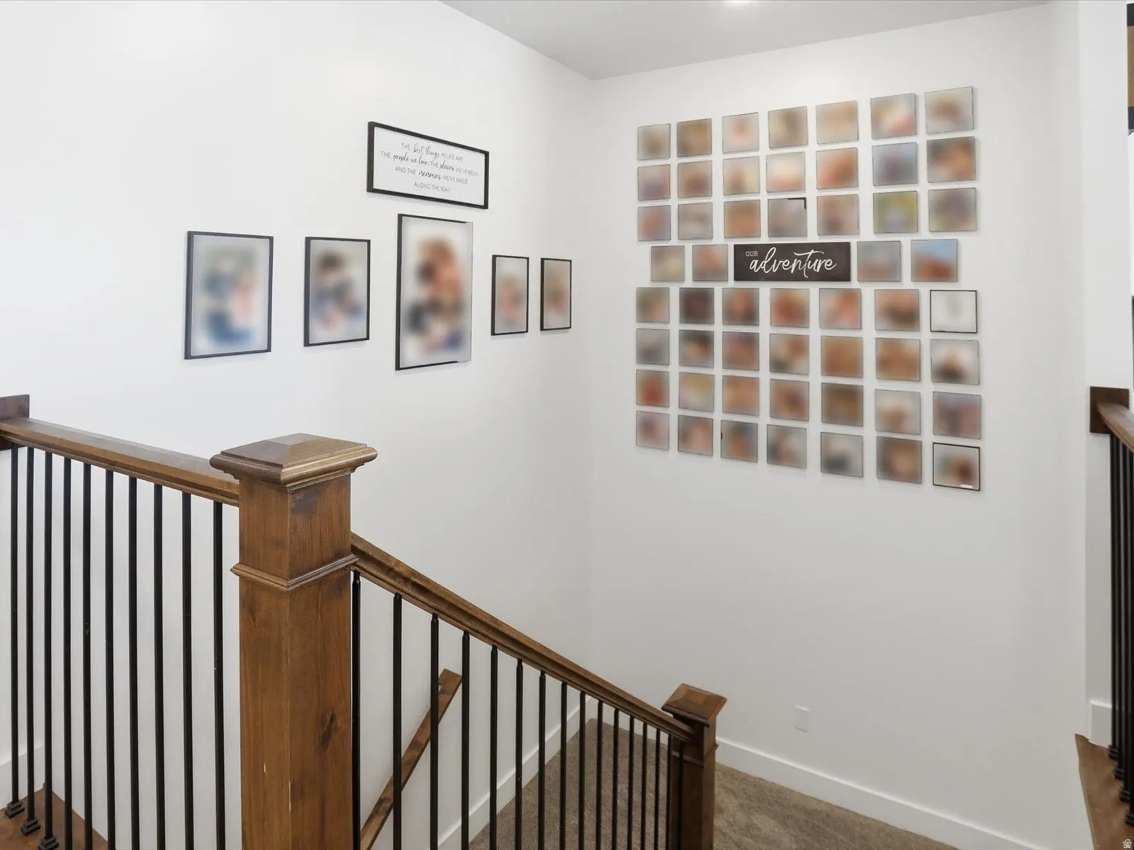 Stairway featuring baseboards and carpet flooring