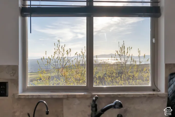 Kitchen view of a mountain backdrop