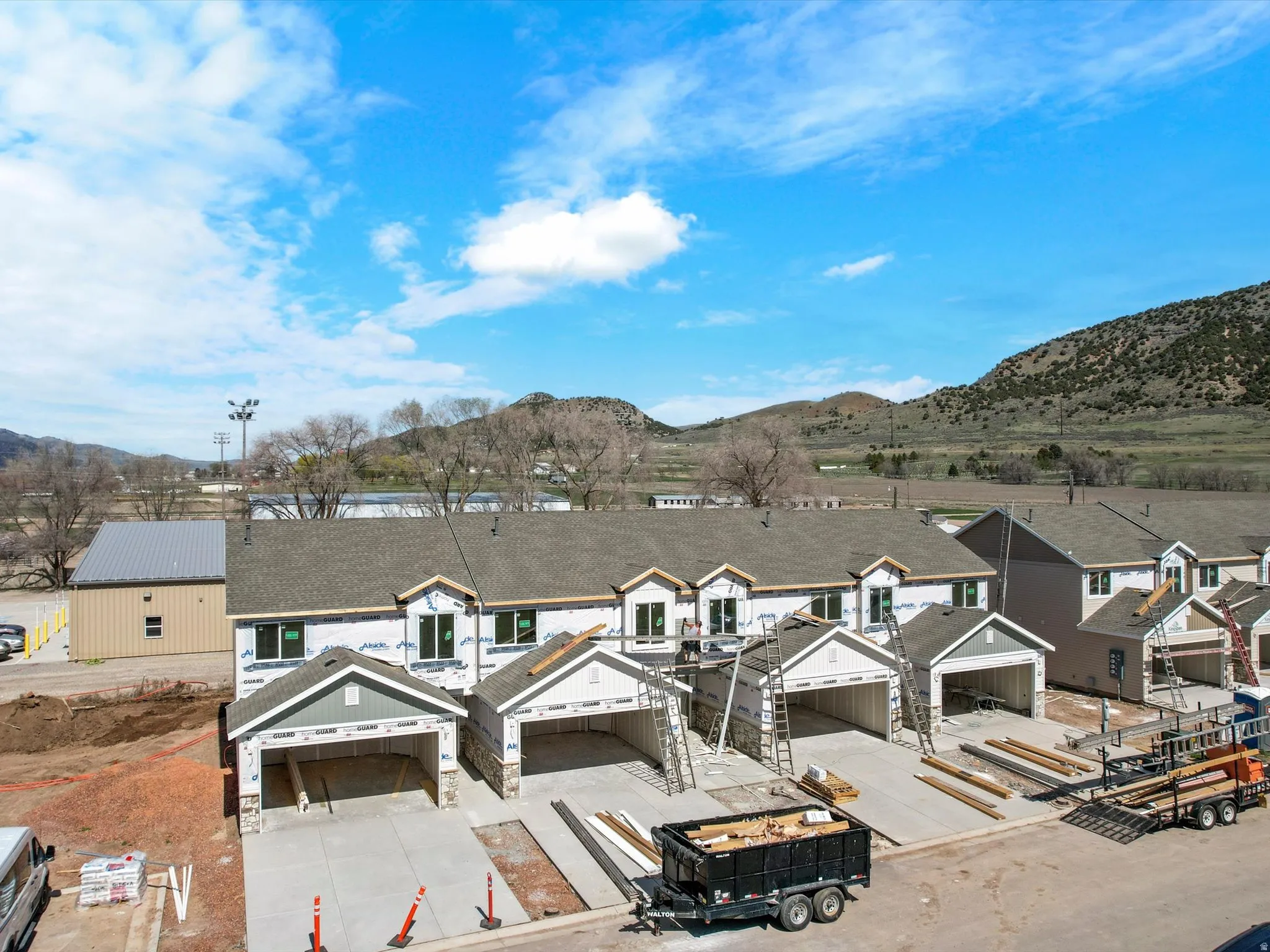 Exterior space with a mountainous background