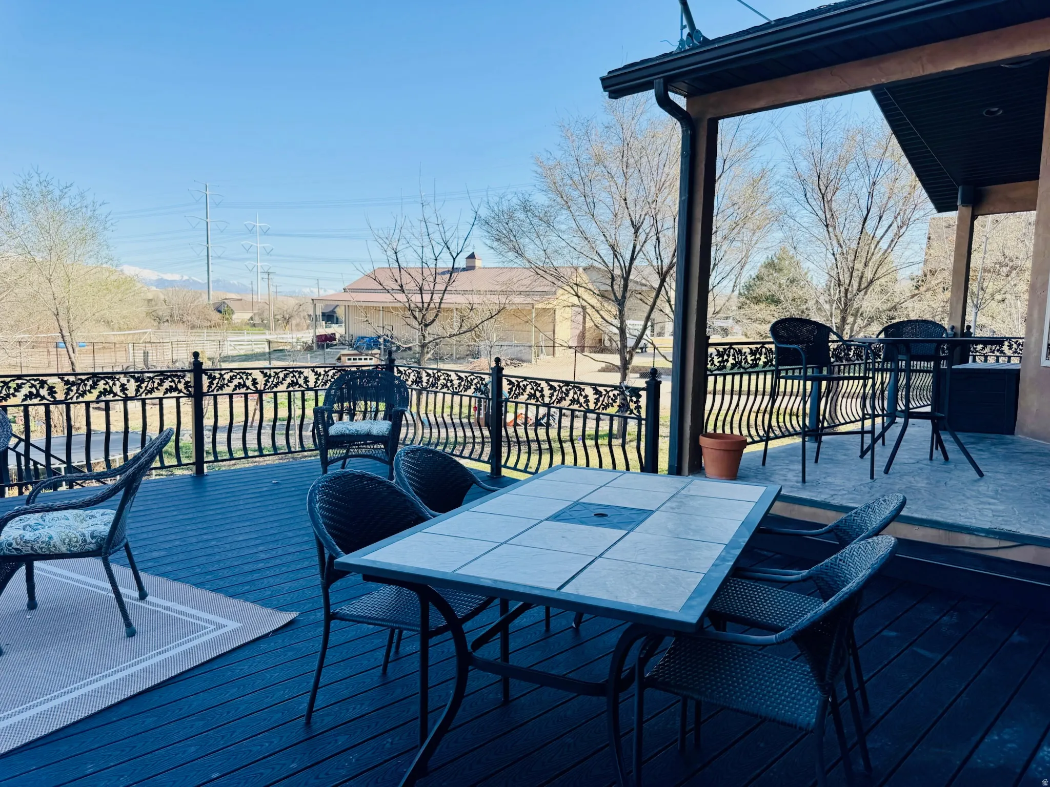 Wooden deck with outdoor dining area