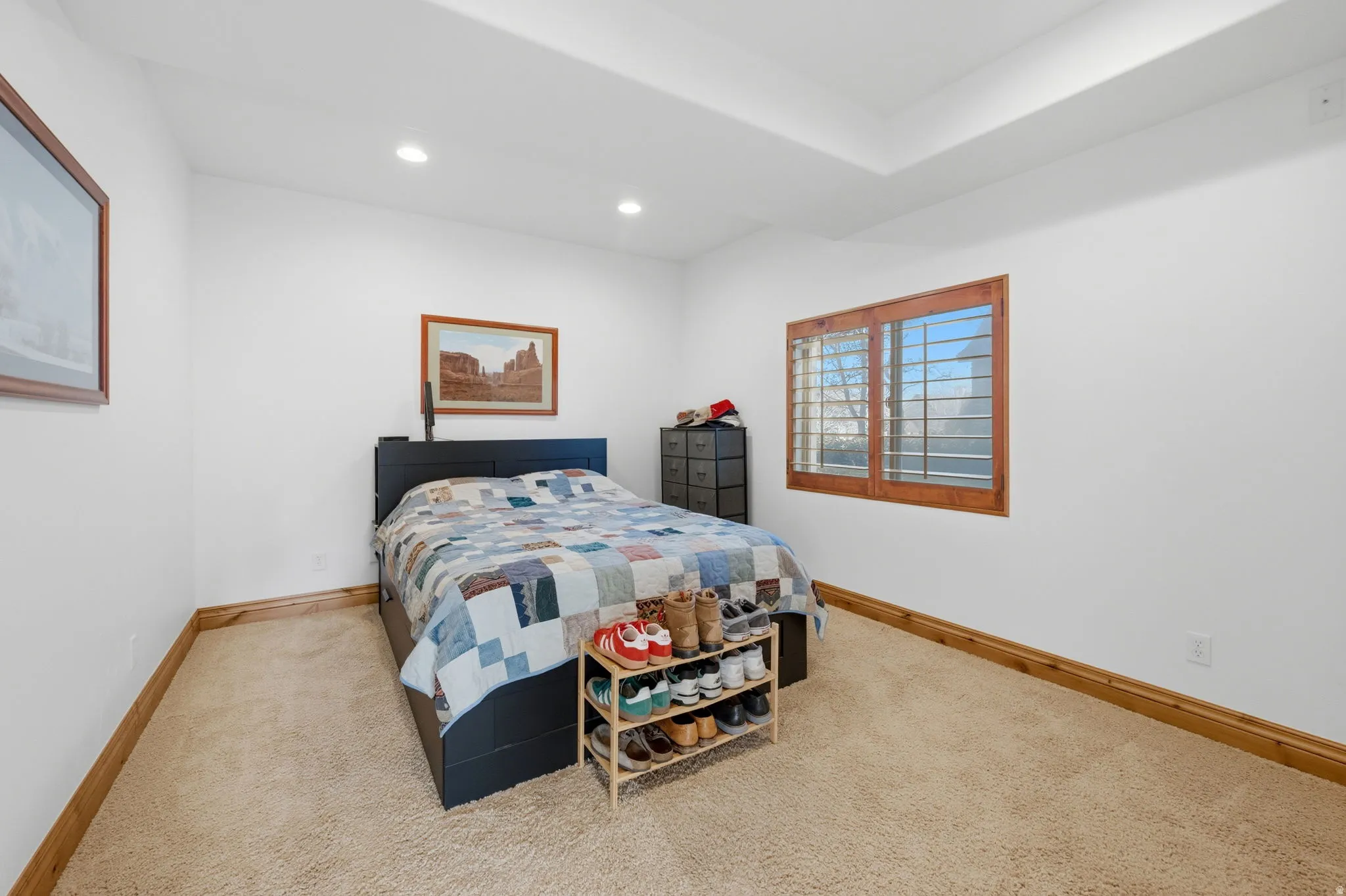 Bedroom featuring recessed lighting and carpet flooring