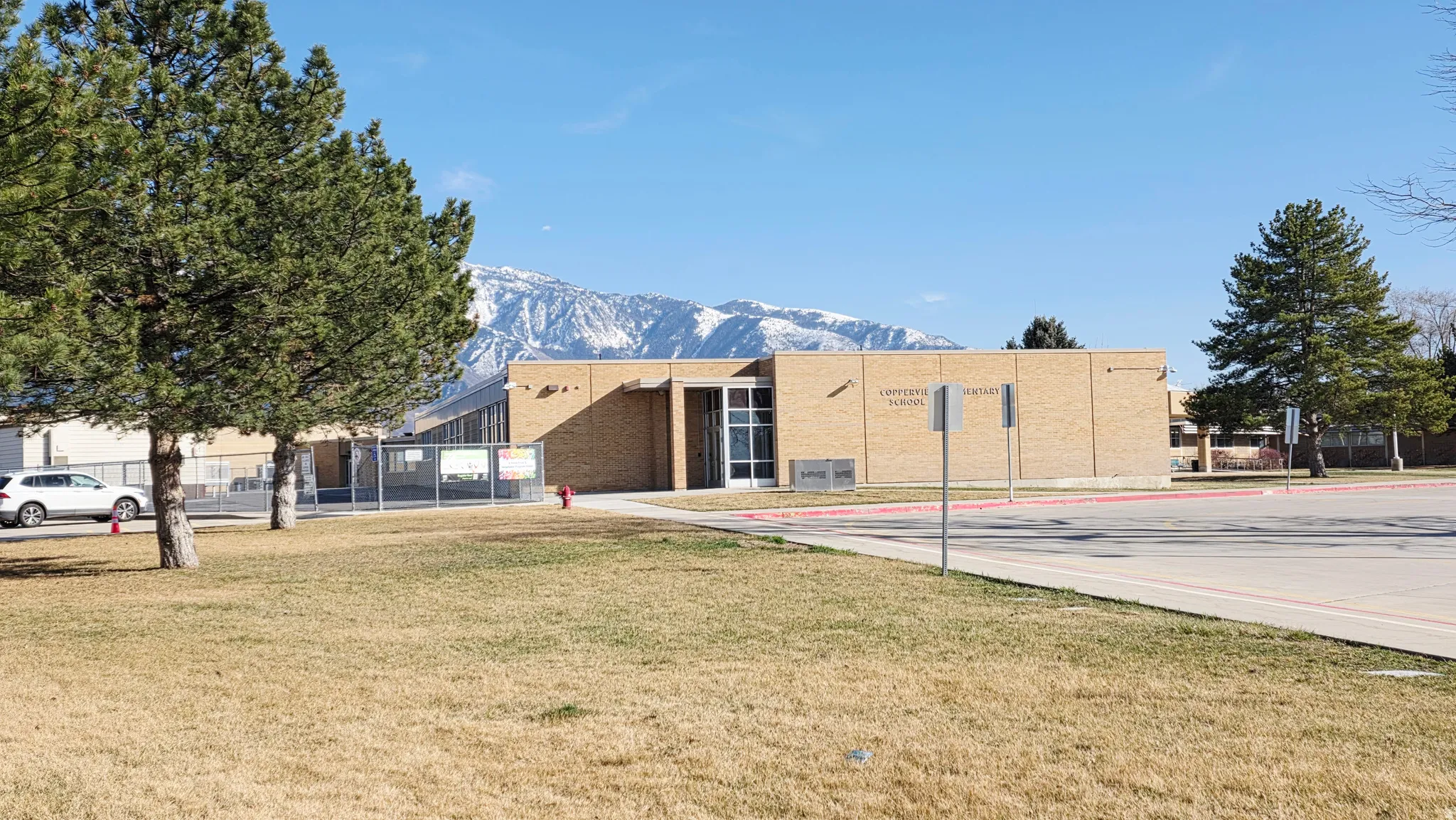 View of building exterior featuring a mountain view