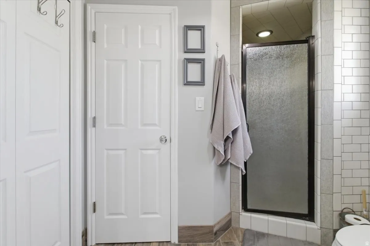 Bathroom with a stall shower