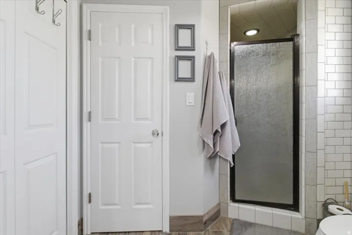 Bathroom with a stall shower