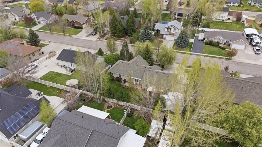 Aerial perspective of suburban area