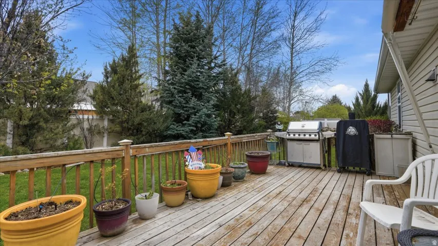 Wooden terrace with a grill