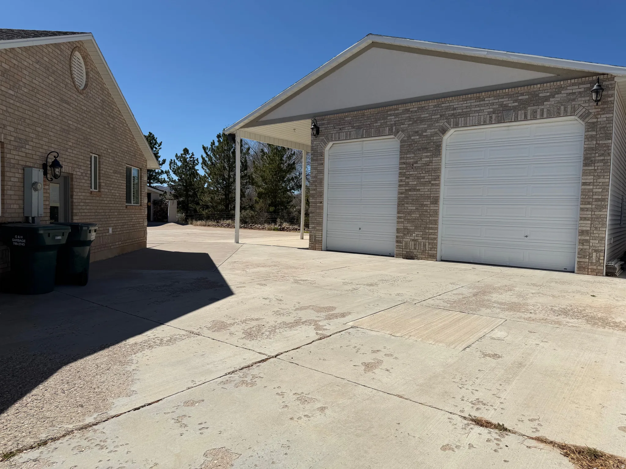 View of detached garage