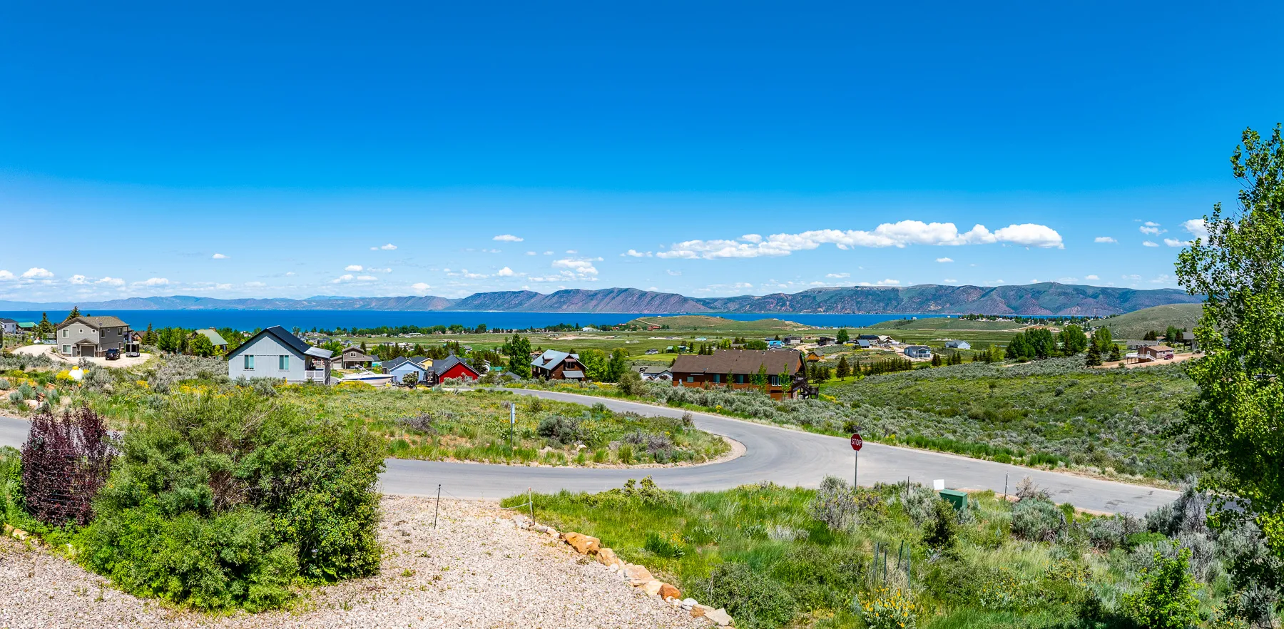 Mountain view with nearby suburban area