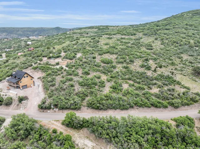 Drone / aerial view of a mountainous background