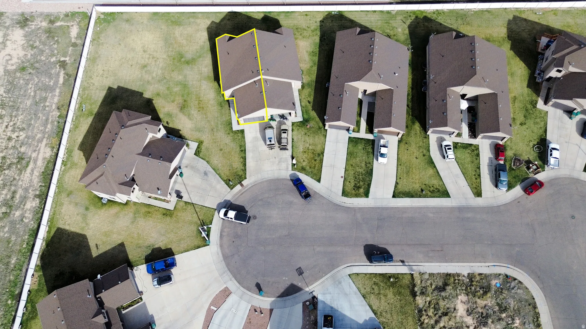 Aerial perspective of suburban area