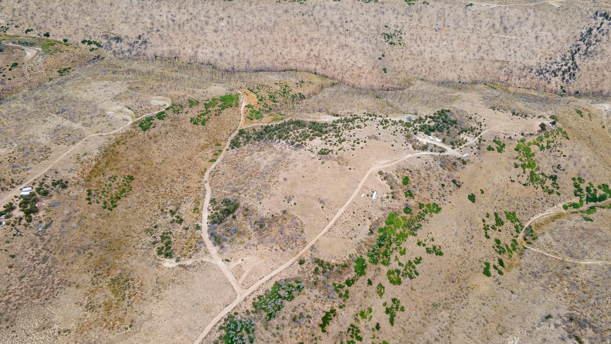Overview of rural landscape featuring a desert landscape