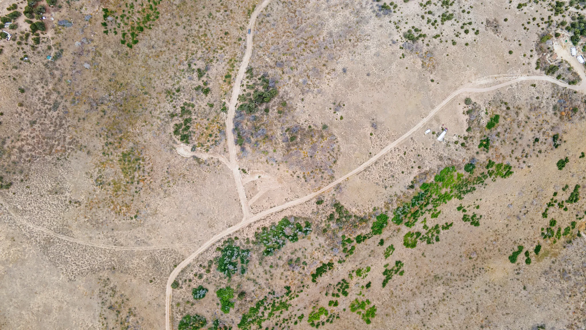 Aerial view of sparsely populated area with a desert landscape