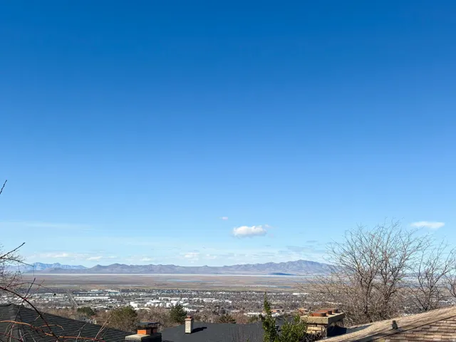 View of mountain background and valley and lake