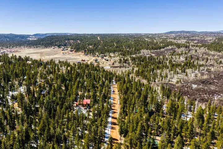 Aerial view of a mountain backdrop