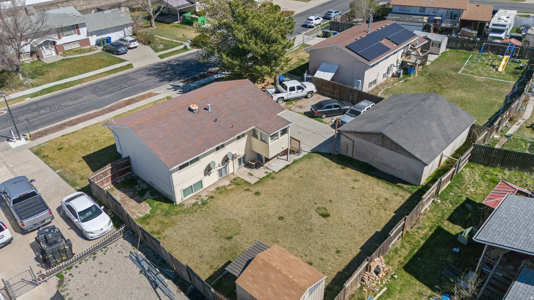 Aerial perspective of suburban area