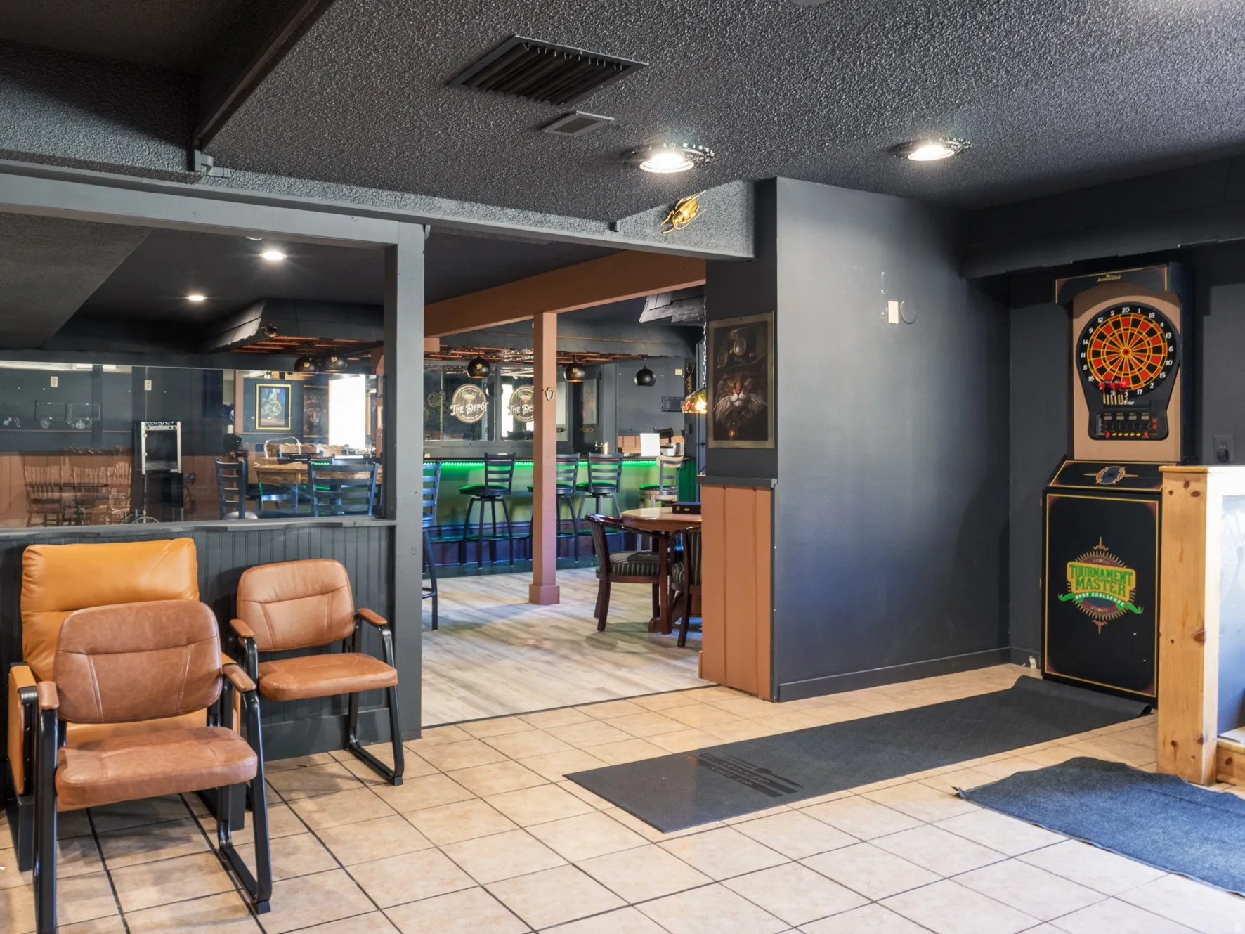 Community lobby featuring a textured ceiling and recessed lighting