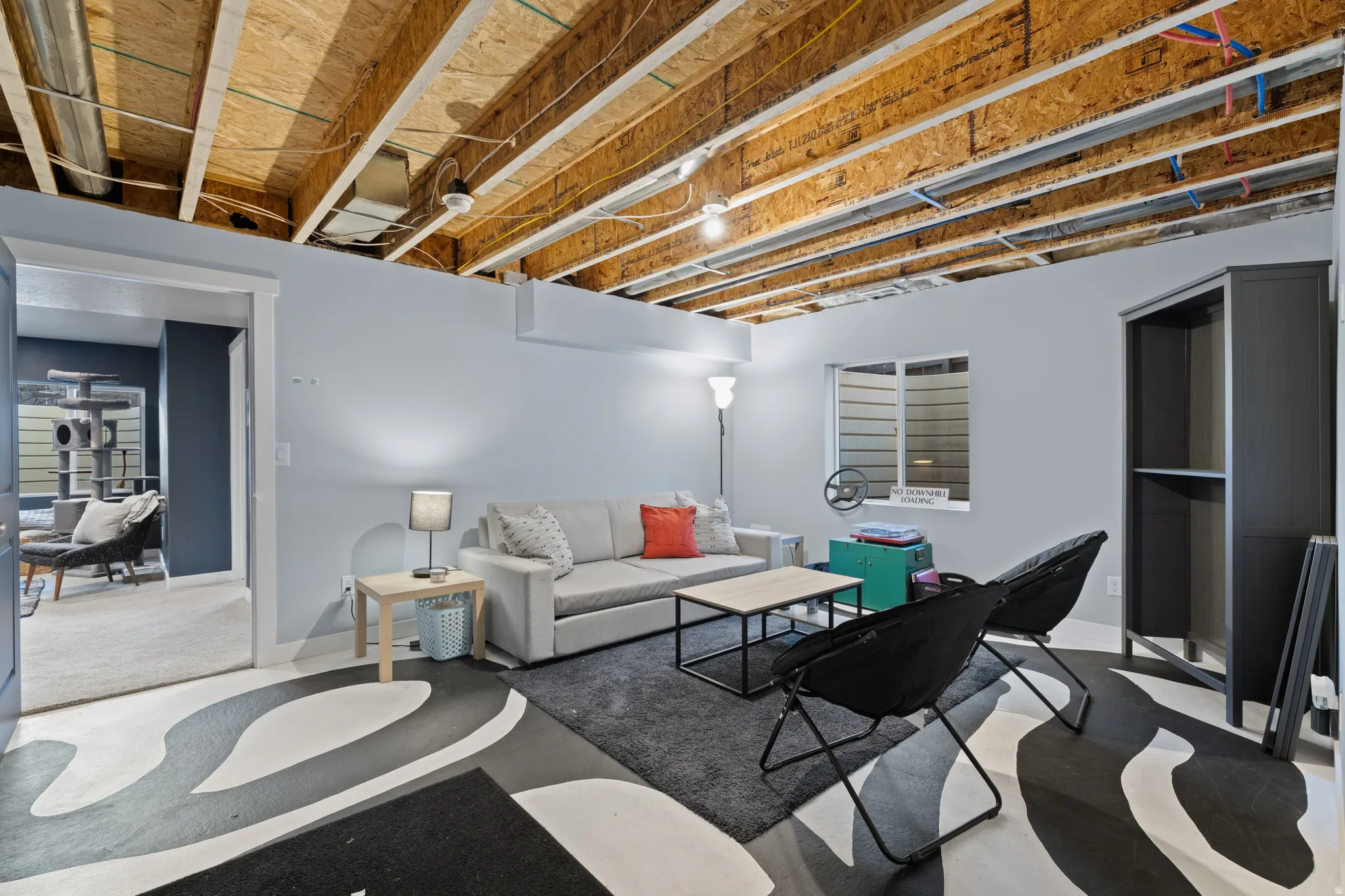 Living area with baseboards