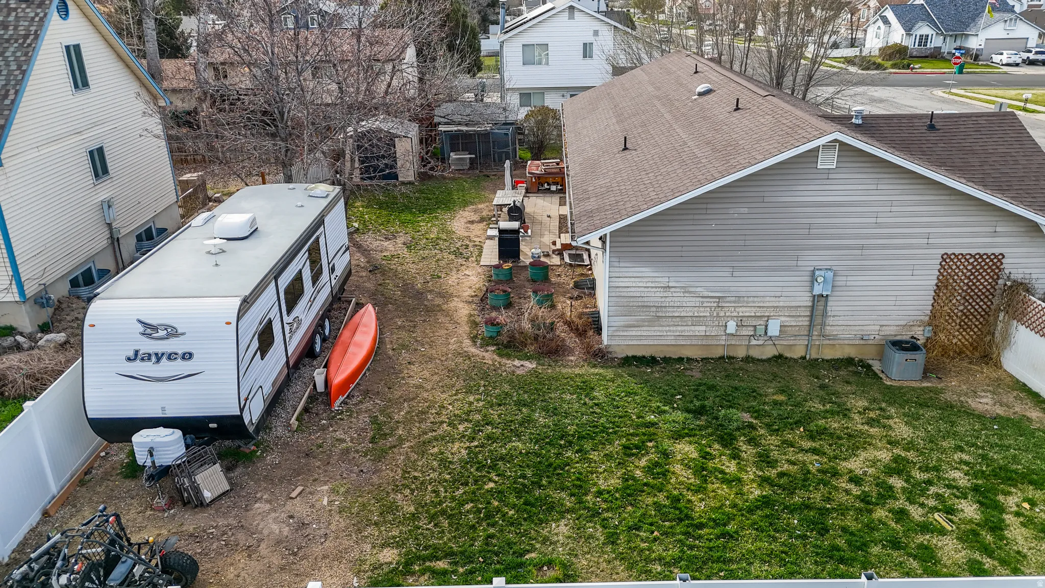 Aerial perspective of suburban area
