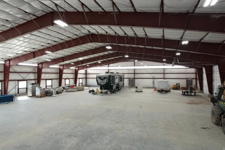 Garage with metal wall
