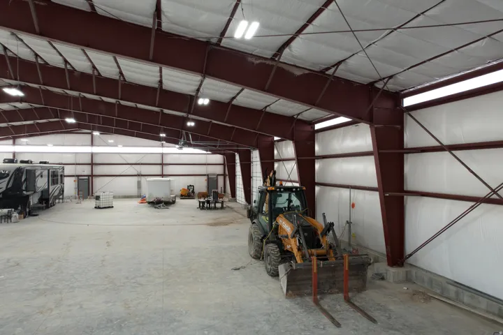 Garage with metal wall