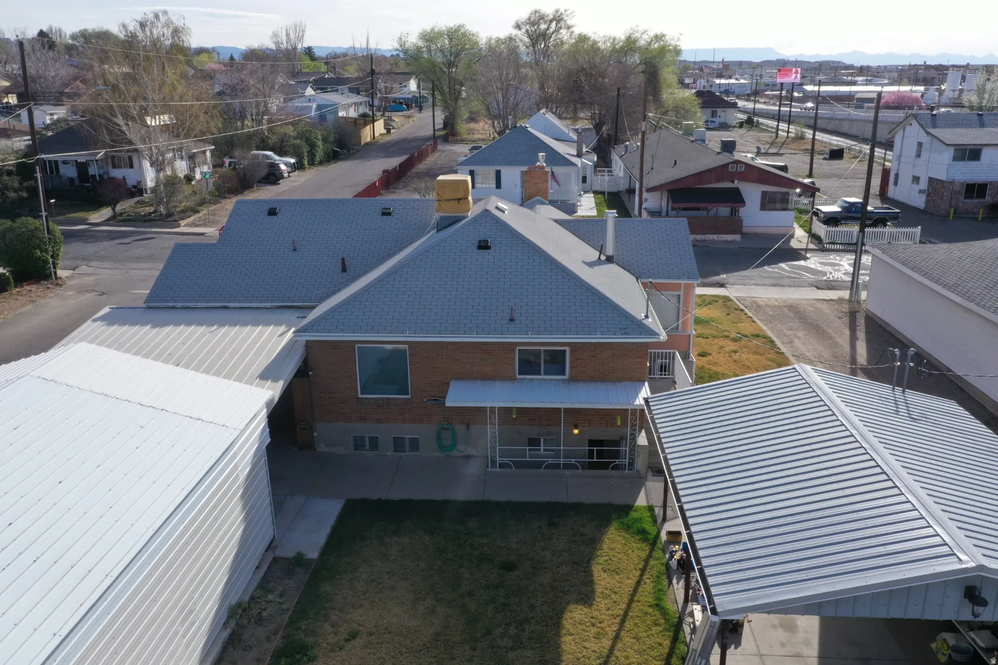 Aerial perspective of suburban area