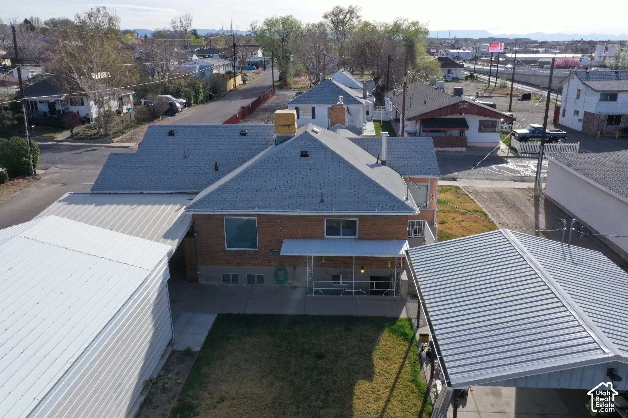Aerial perspective of suburban area