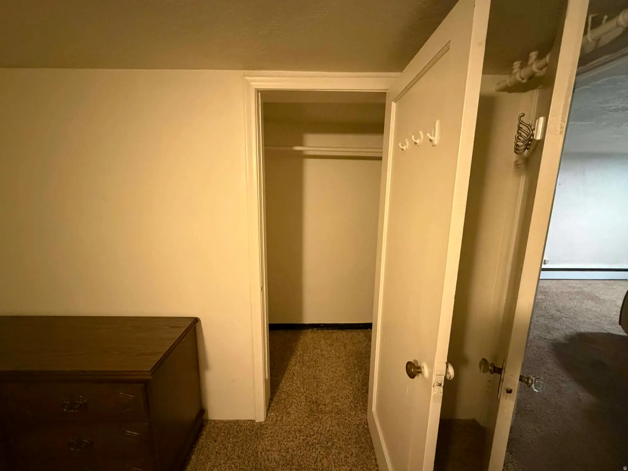 Closet with a baseboard heating unit