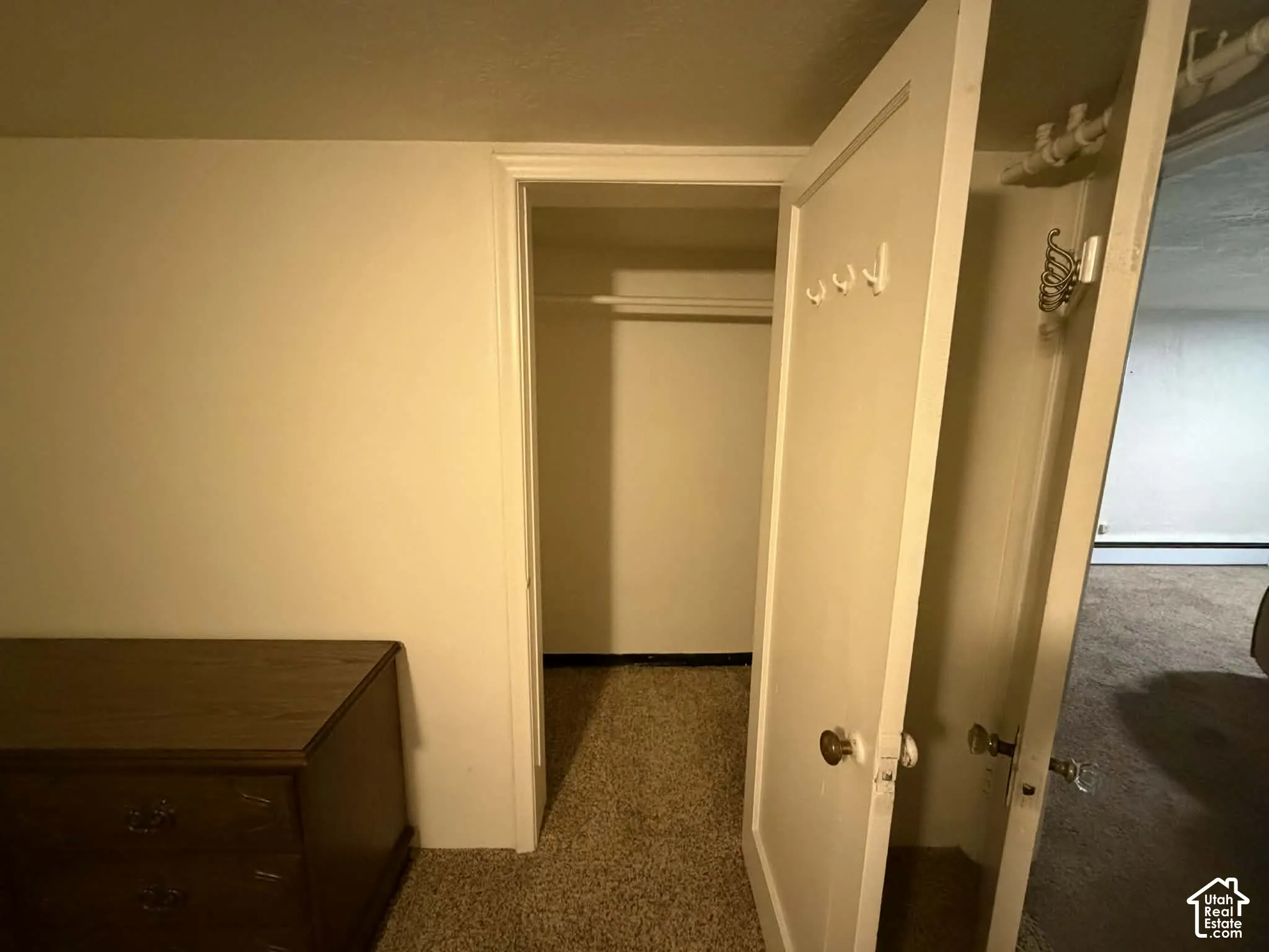 Closet with a baseboard heating unit