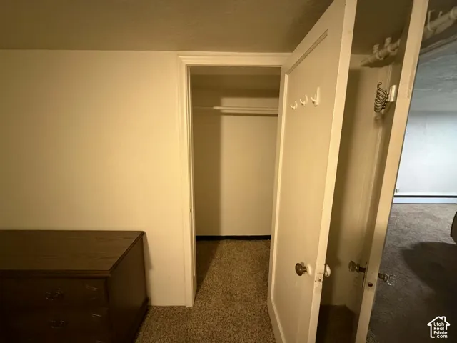 Closet with a baseboard heating unit