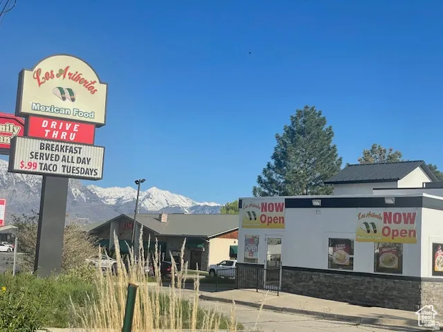 Exterior view of a mountainous background