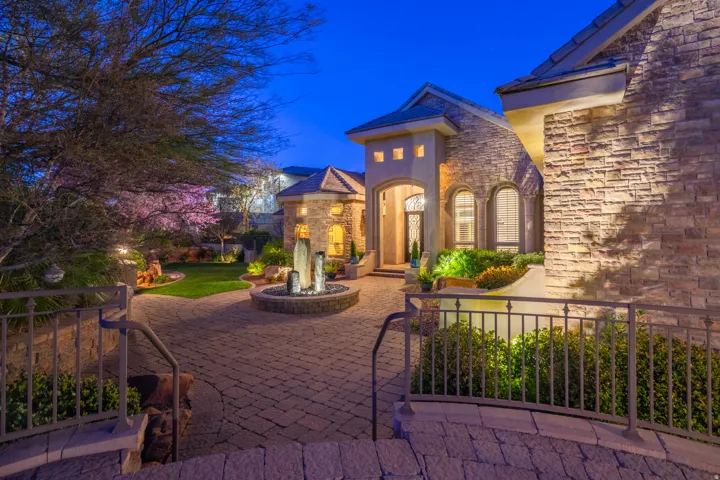 Patio at twilight with a patio