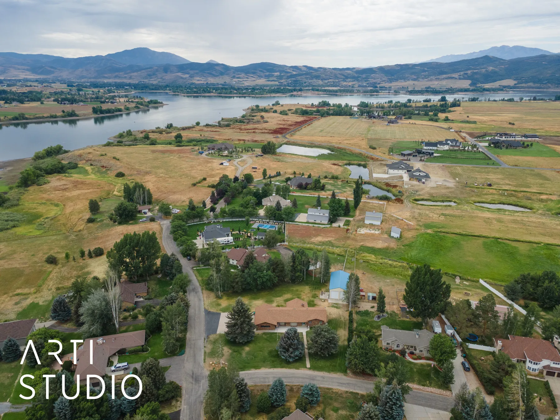Drone / aerial view of a water and mountain view