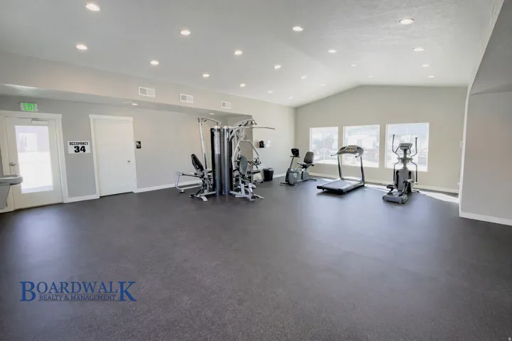 Gym with recessed lighting