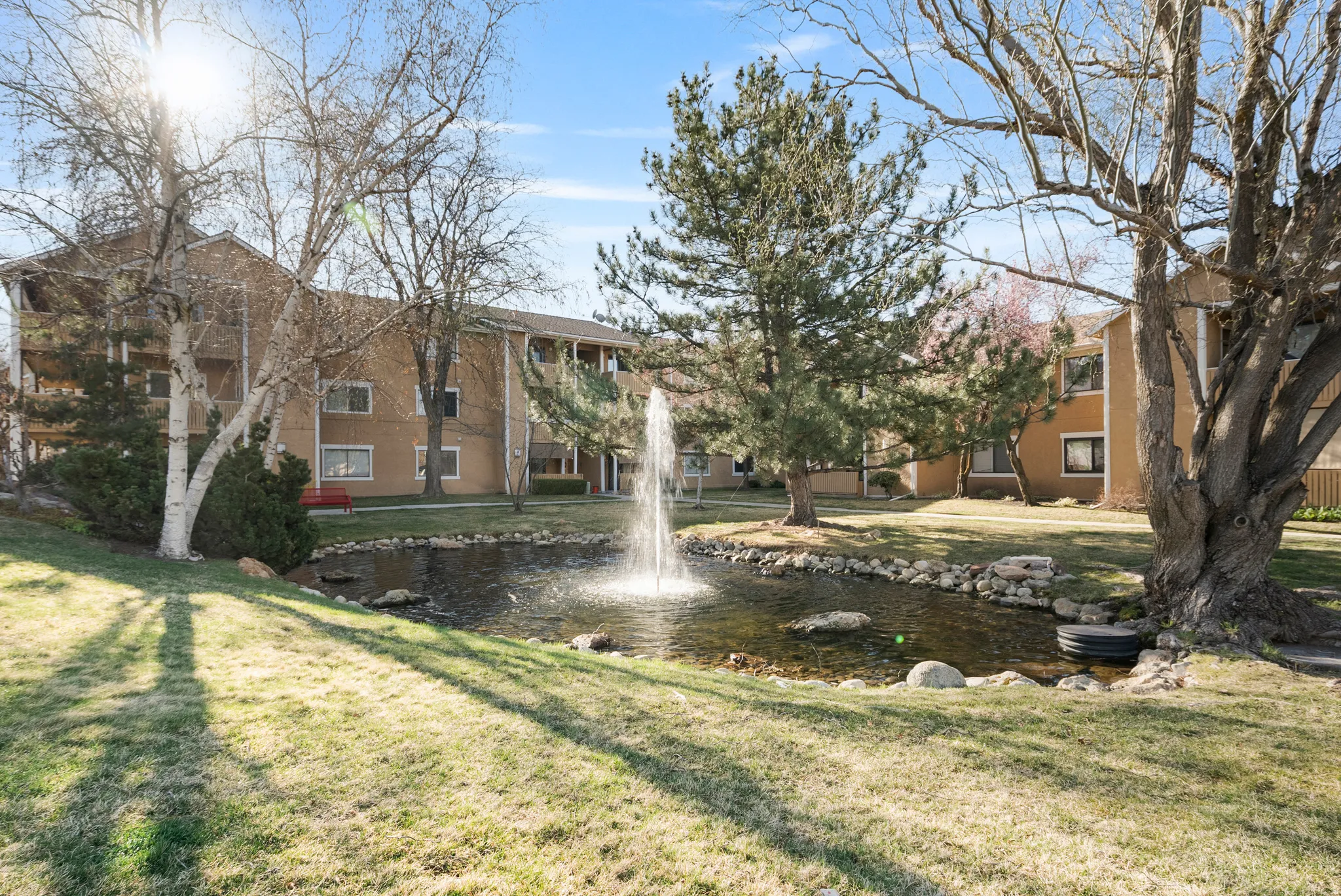 Beautiful fountain at entrance of the community