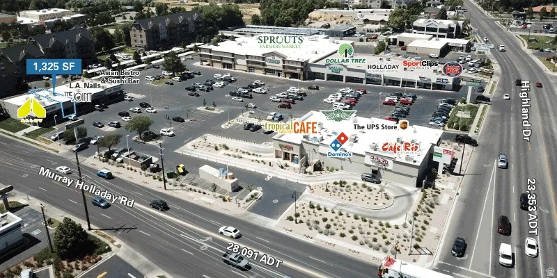 Drone / aerial view of a commercial area