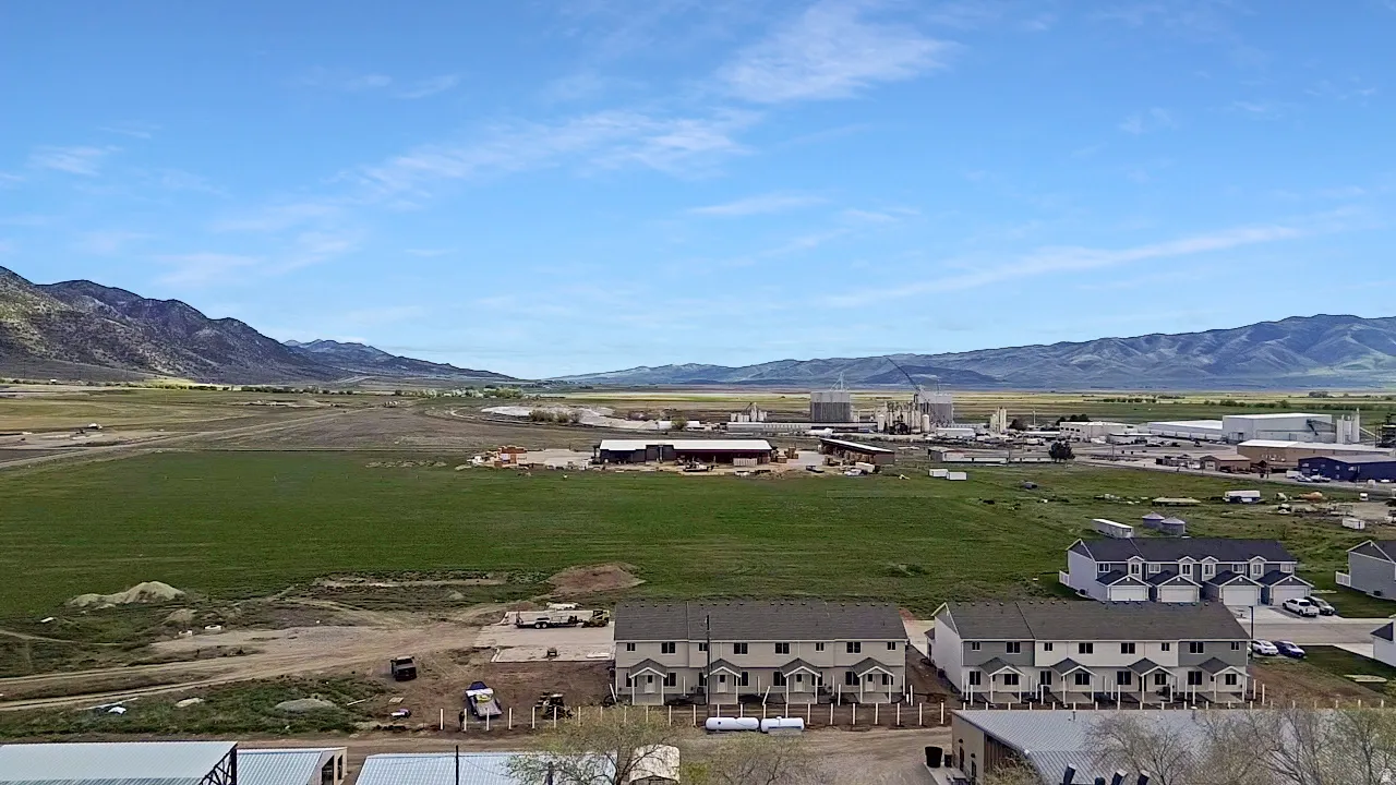 Aerial view of a mountainous background