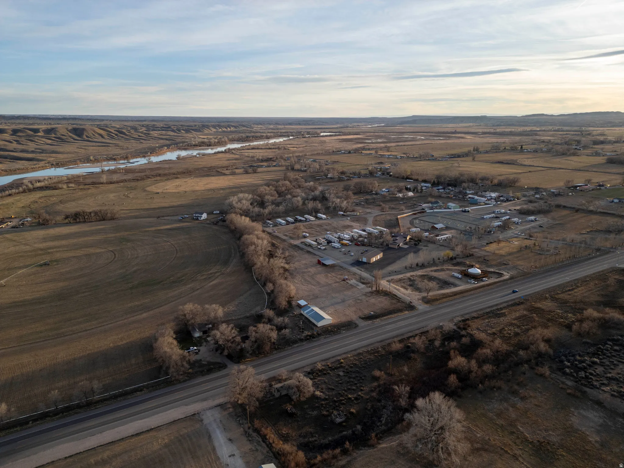 Aerial view of sparsely populated area