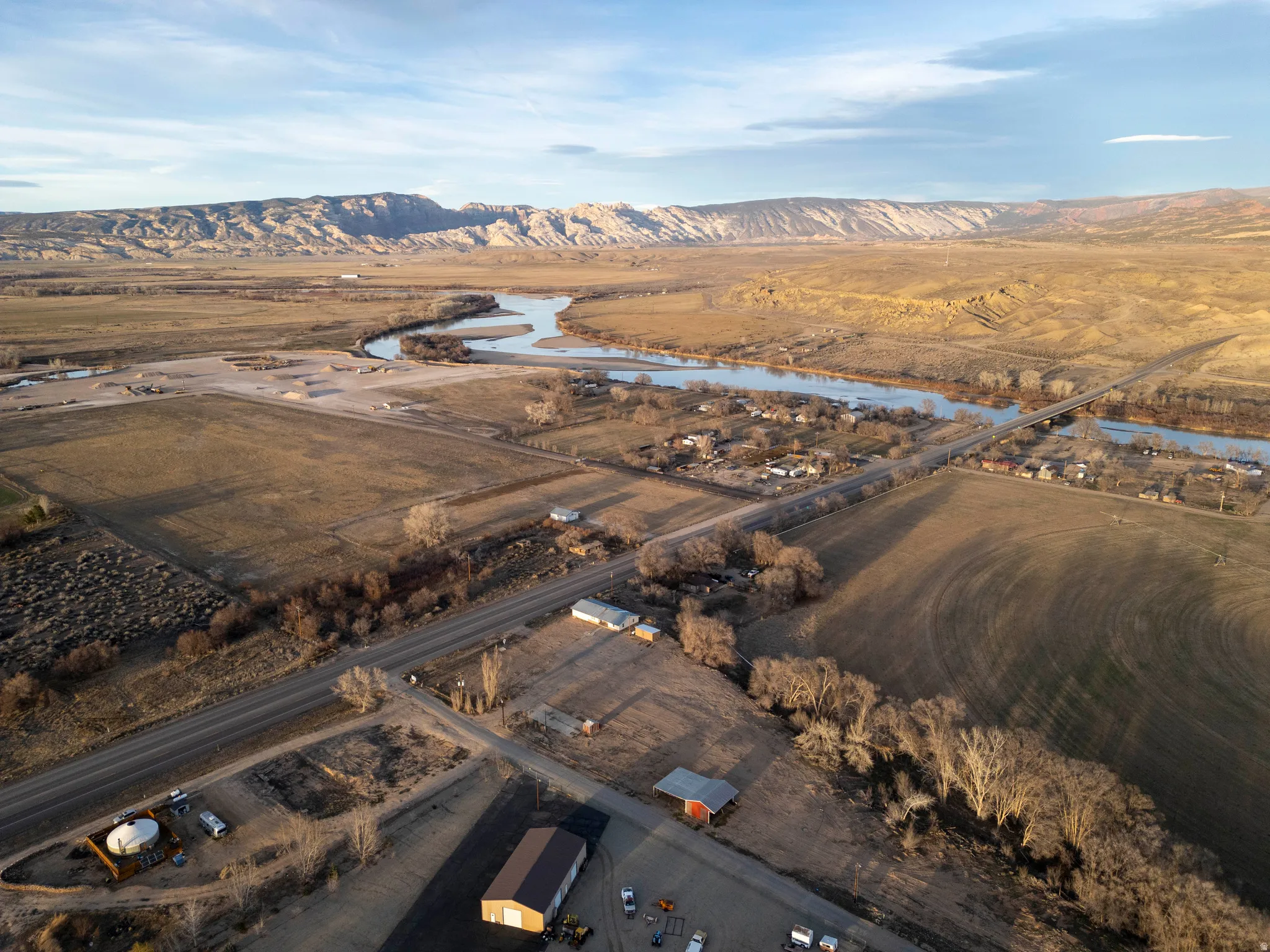 Drone / aerial view of a water and mountain view