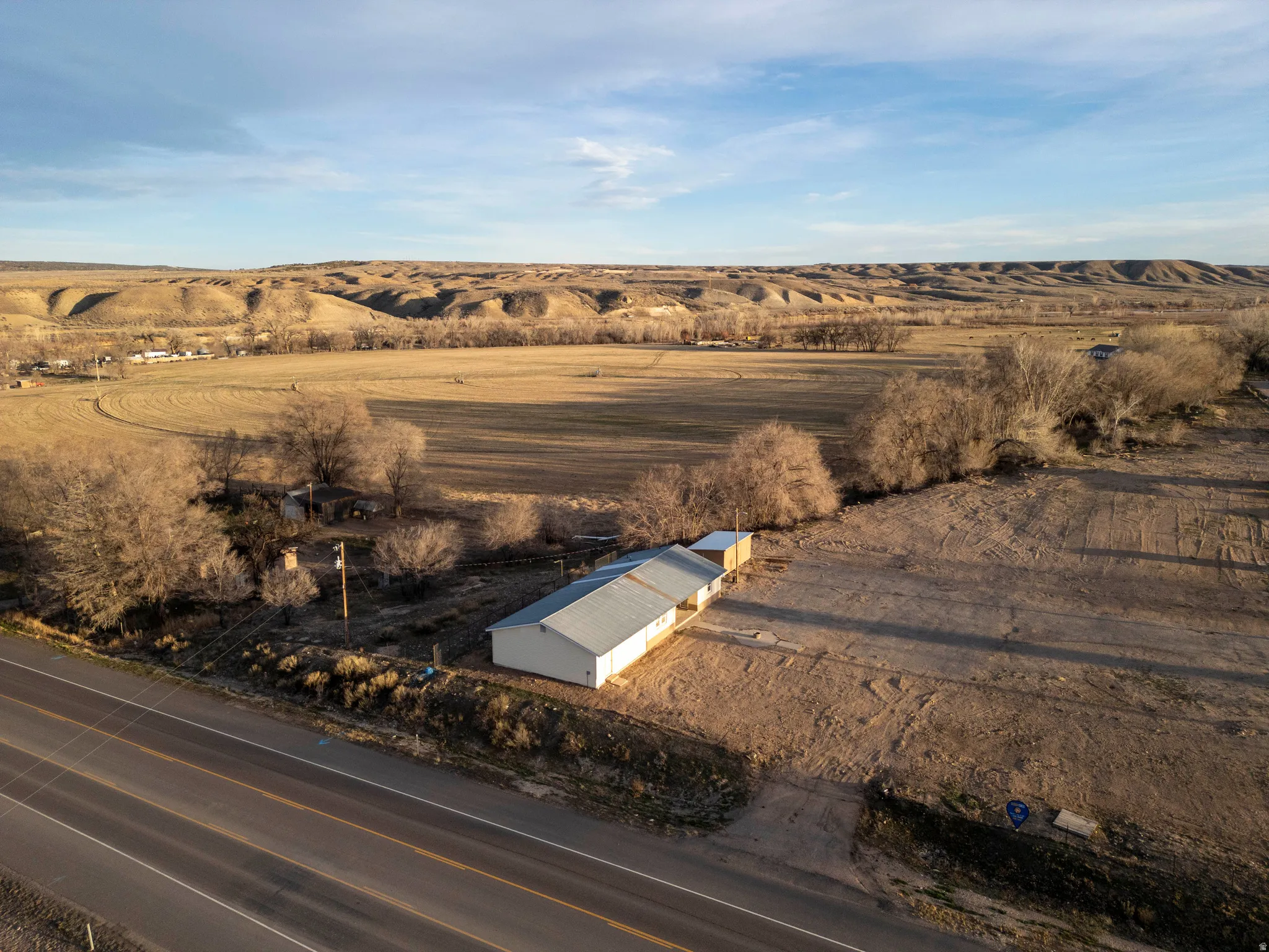 Aerial view of sparsely populated area