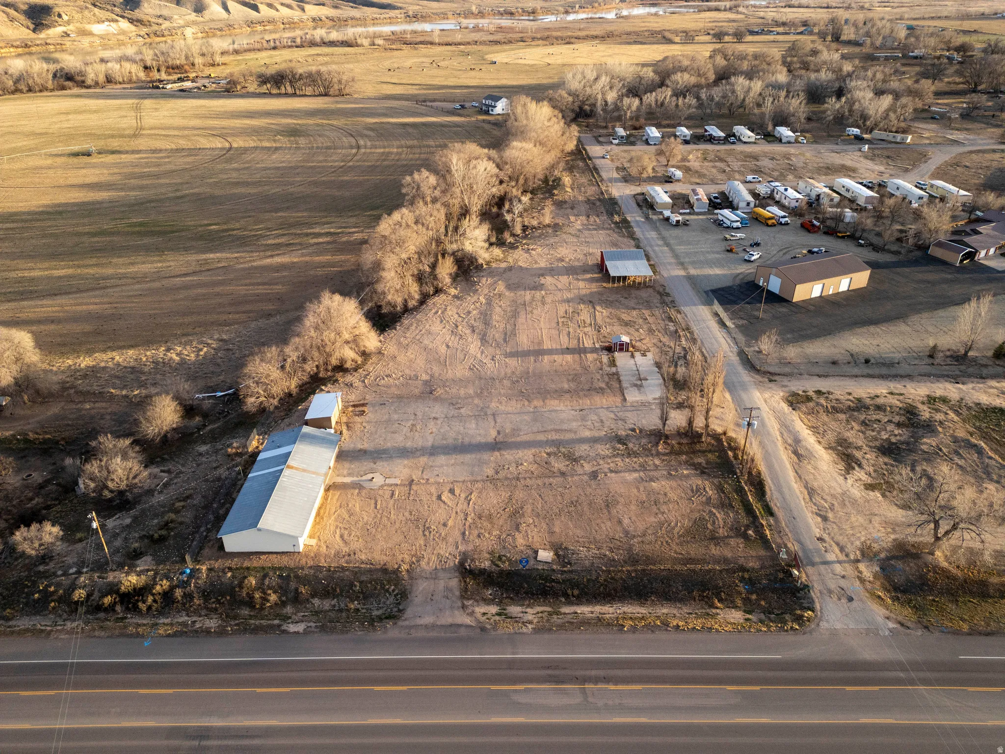Aerial view of property's location with rural landscape