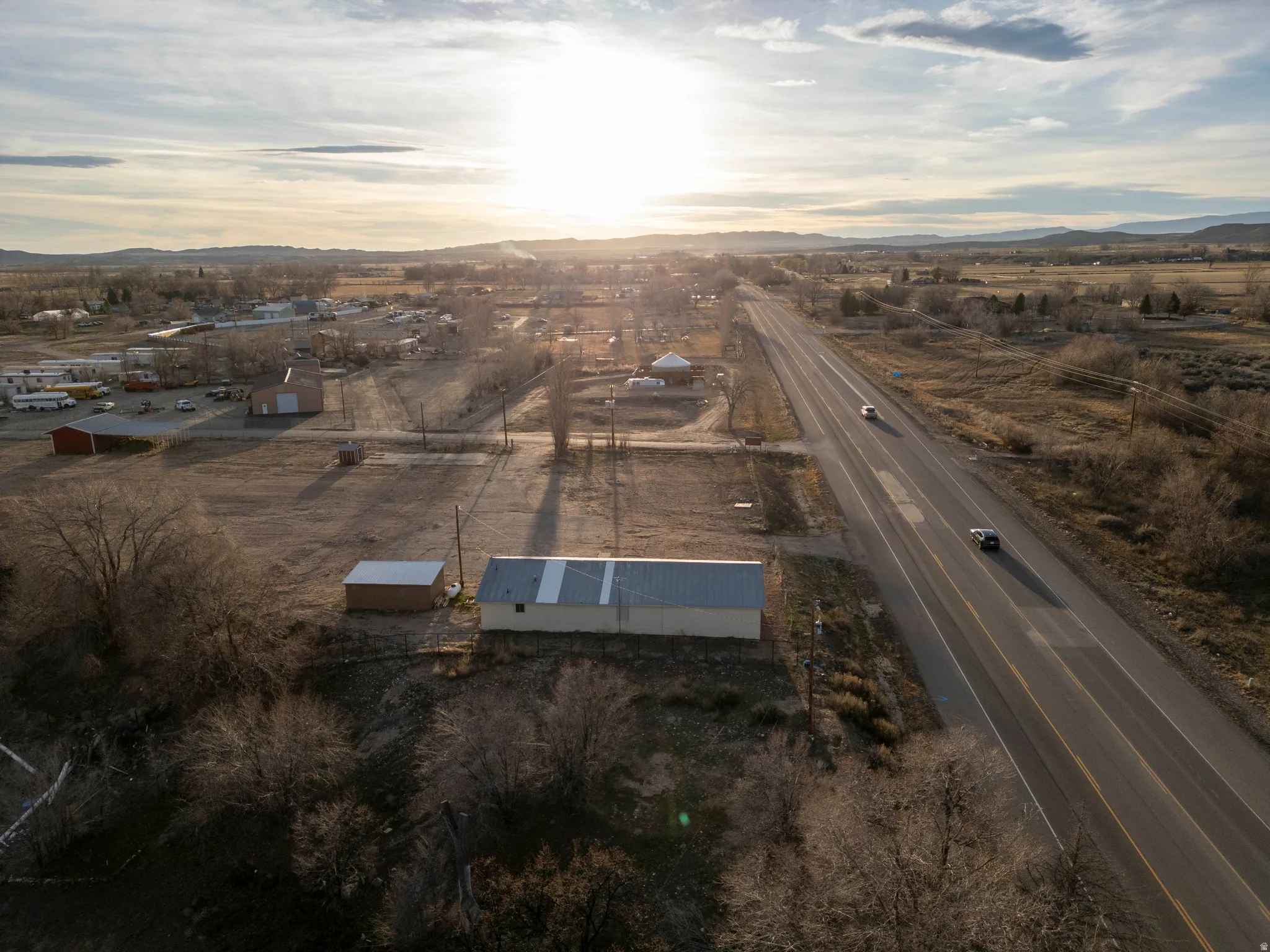 Aerial view of a mountainous background