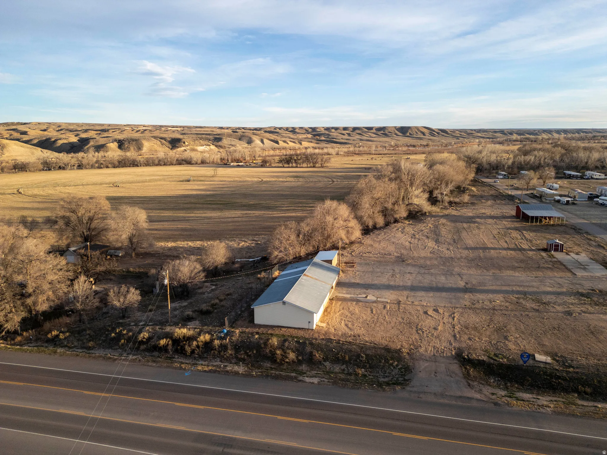 Aerial view of sparsely populated area