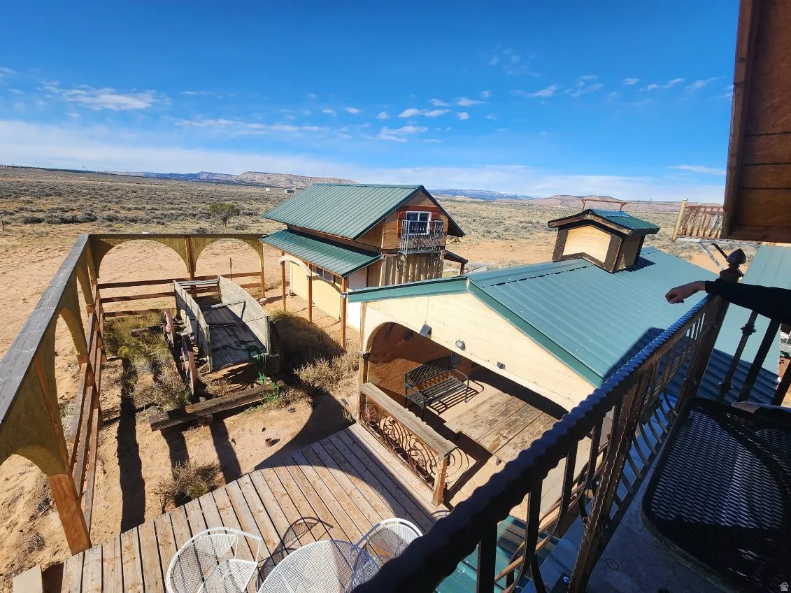 Wooden deck with a mountain view